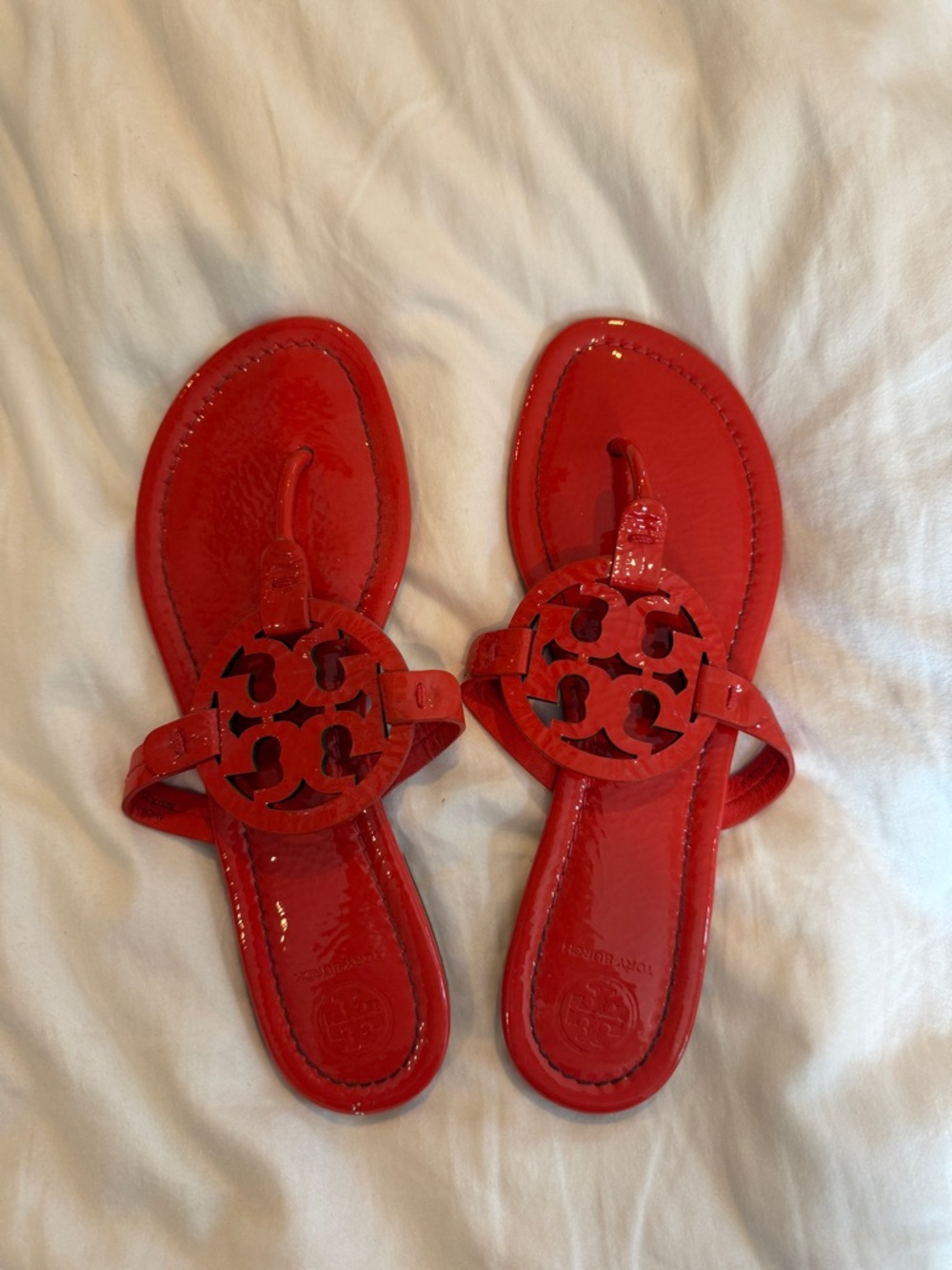 Tory Burch Coral Patent Miller Sandals
